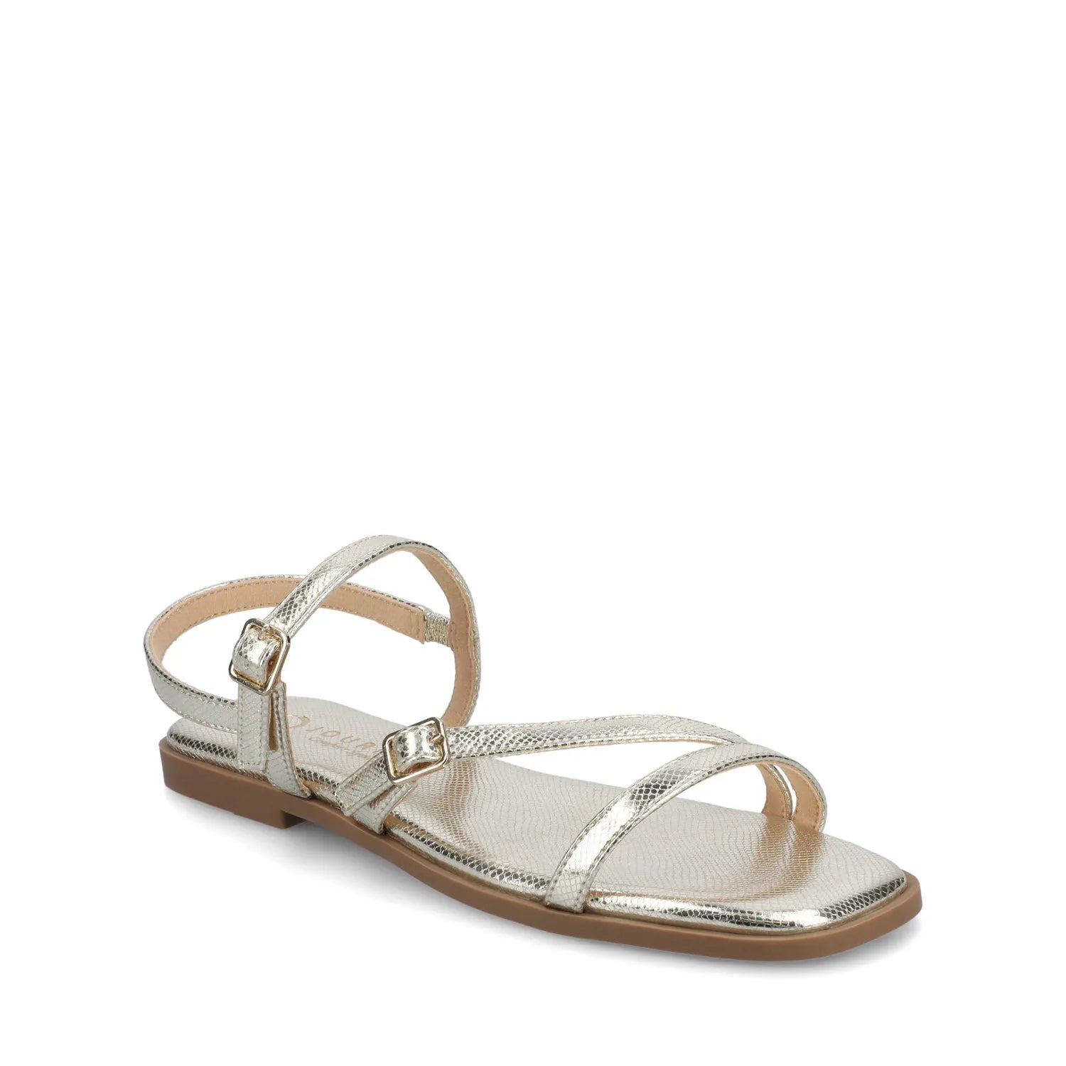Brianna Ankle Strap Sandals in Champagne Lizard