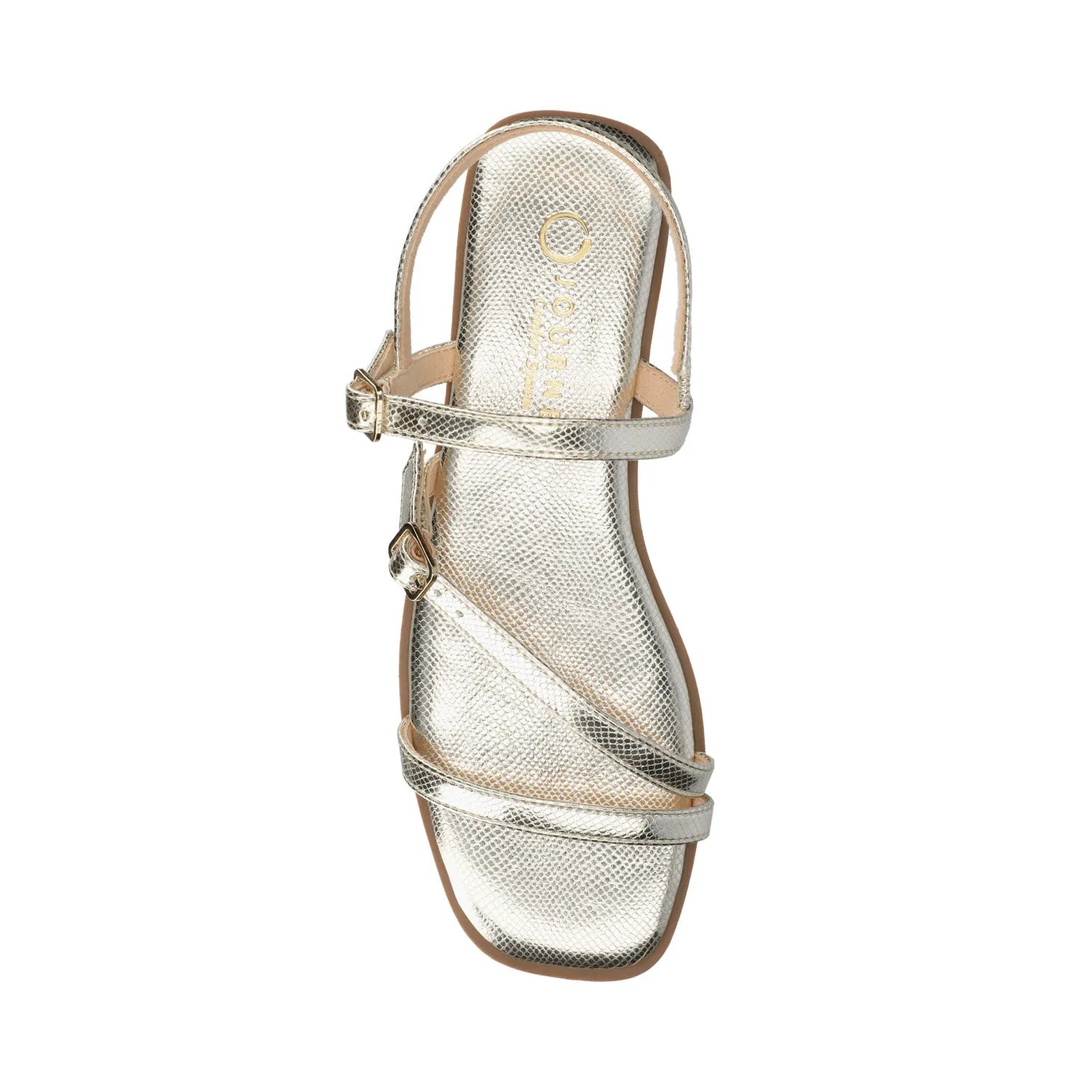 Brianna Ankle Strap Sandals in Champagne Lizard