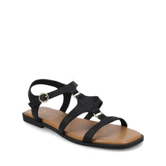 Briley Ankle Strap Sandals in Black Lizard