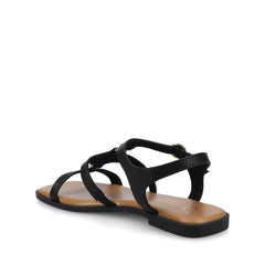 Briley Ankle Strap Sandals in Black Lizard