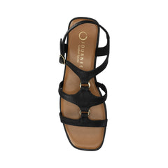 Briley Ankle Strap Sandals in Black Lizard
