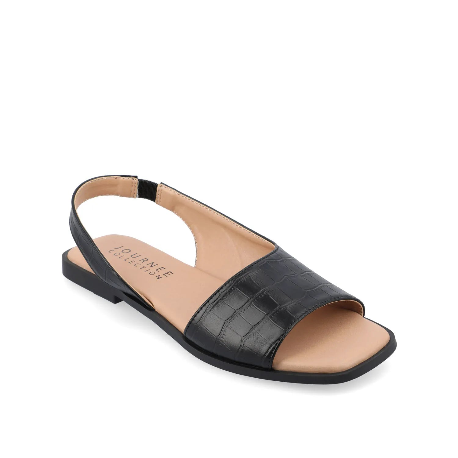 Brinsley Croco Cutout Sandals - Black