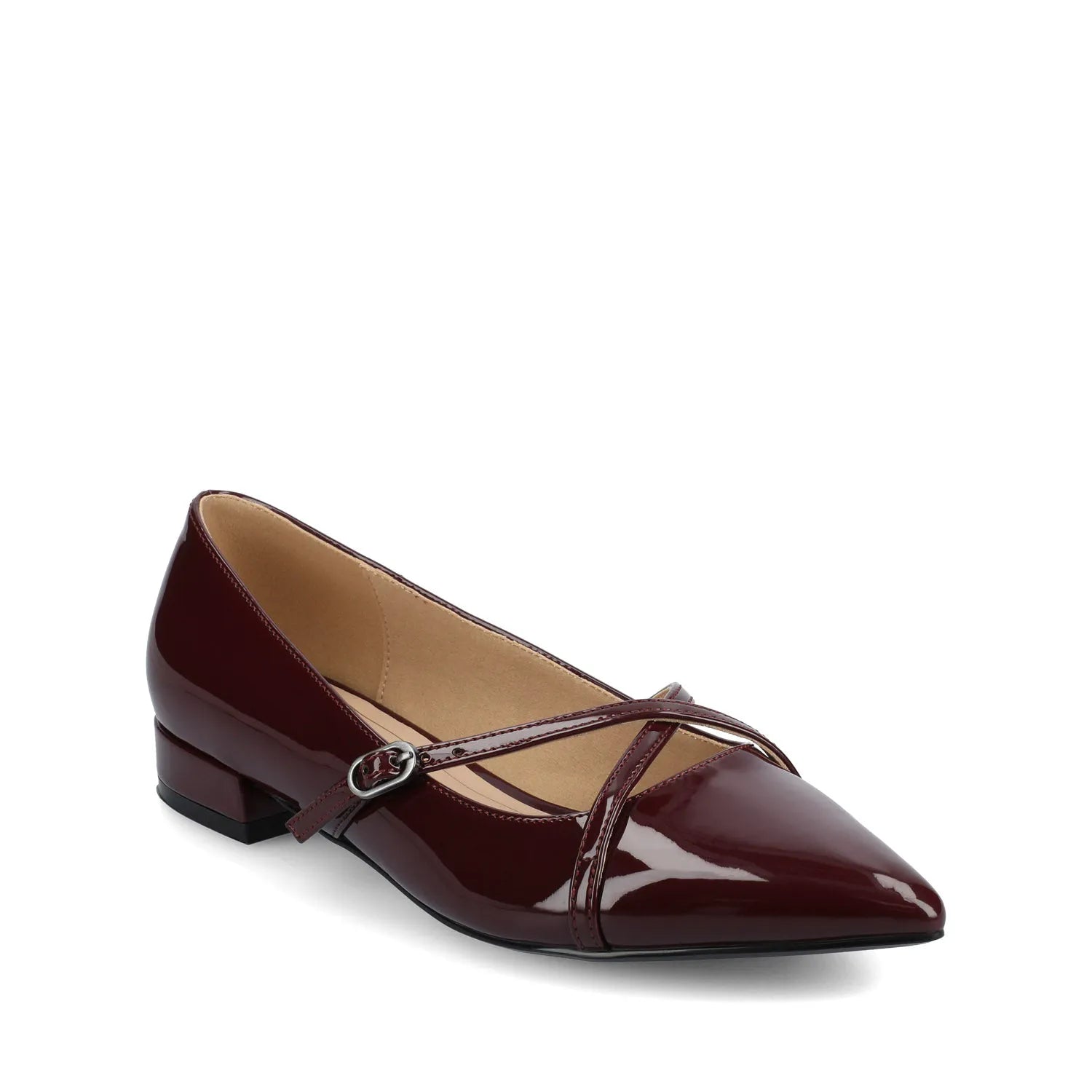 CAMBY Dress in Vegan Leather - Oxblood Patent