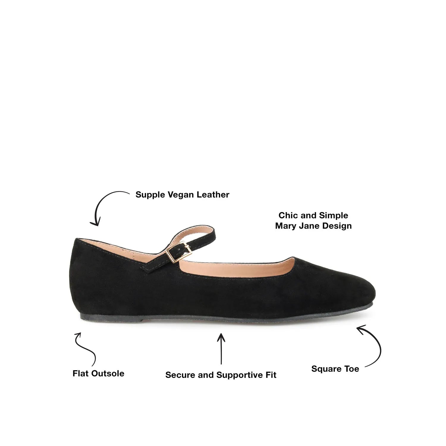 Carrie Wide Fit Faux Suede Ballet Flats in Black