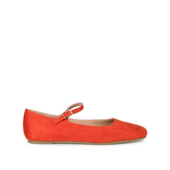 Carrie Wide Fit Ballet Flats in Coral Faux Suede