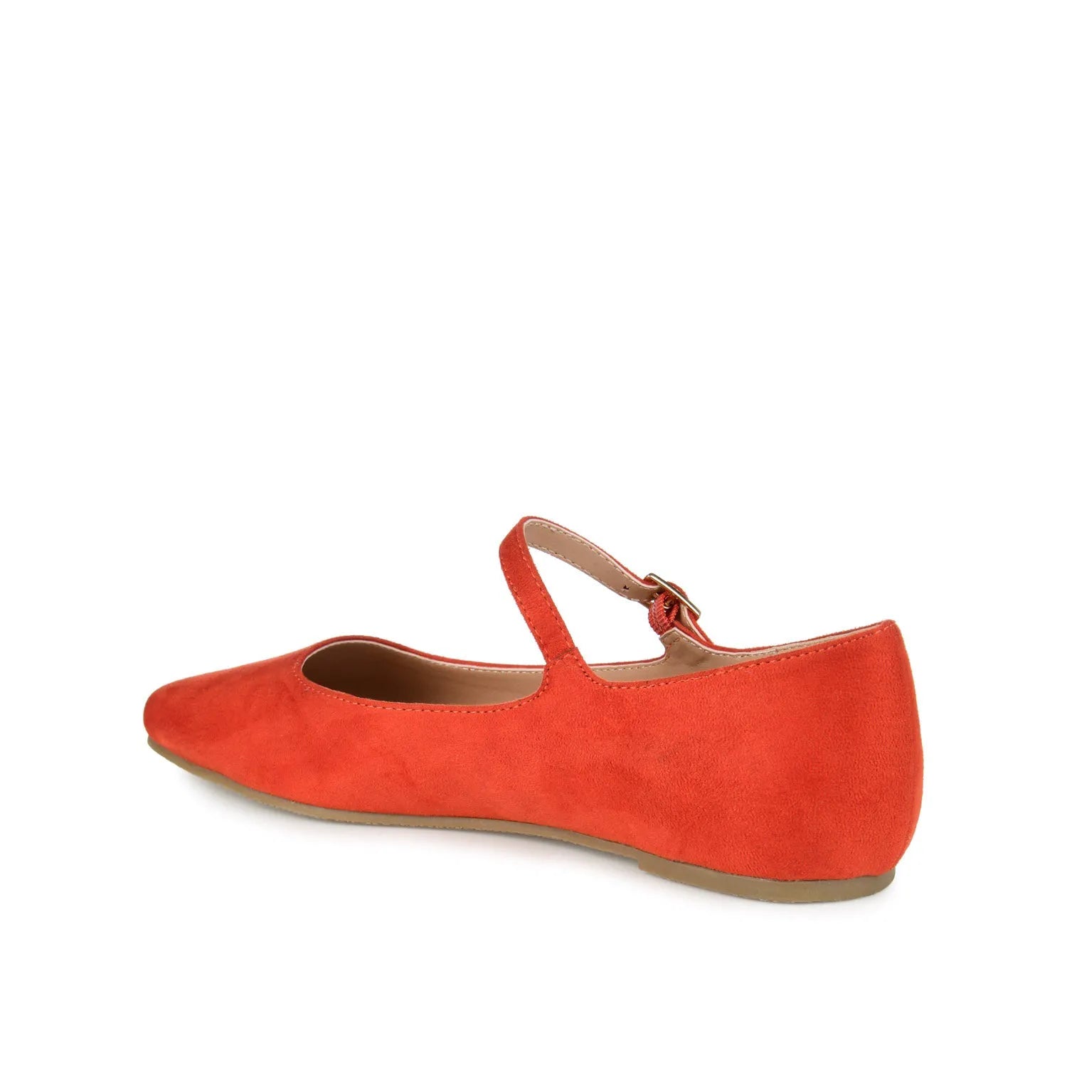Carrie Wide Fit Ballet Flats in Coral Faux Suede