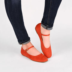Carrie Wide Fit Ballet Flats in Coral Faux Suede