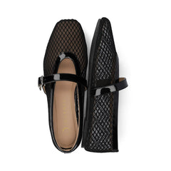CASHA MARY JANE FLATS IN MESH - Black Mesh