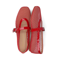 CASHA Mary Jane Flats in Mesh - Red
