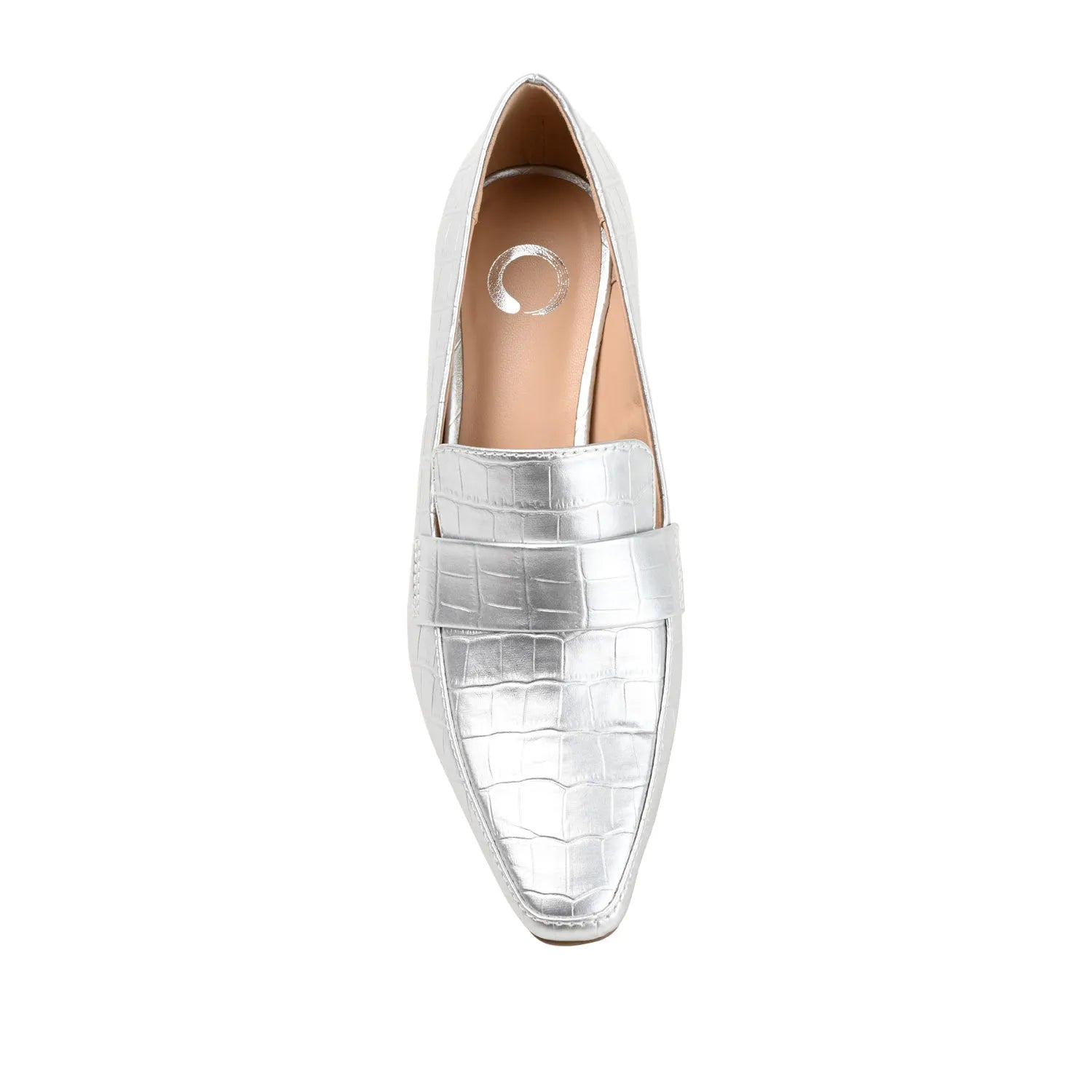 CELINA Kitten Heel Loafers in Wide - Silver Croco