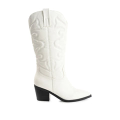 CHANTRY Cowgirl Boots in Vegan Leather - White PU
