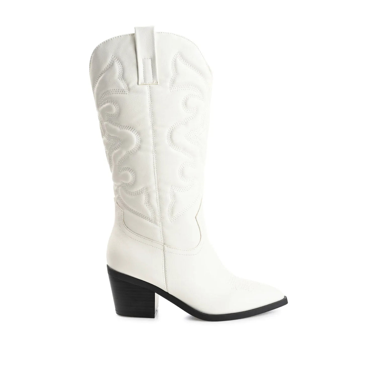 Chantry Cowgirl Wide Calf Vegan Leather Boots - White
