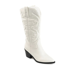 Chantry Cowgirl Wide Calf Vegan Leather Boots - White