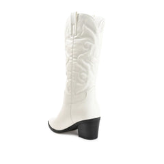 Chantry Cowgirl Wide Calf Vegan Leather Boots - White