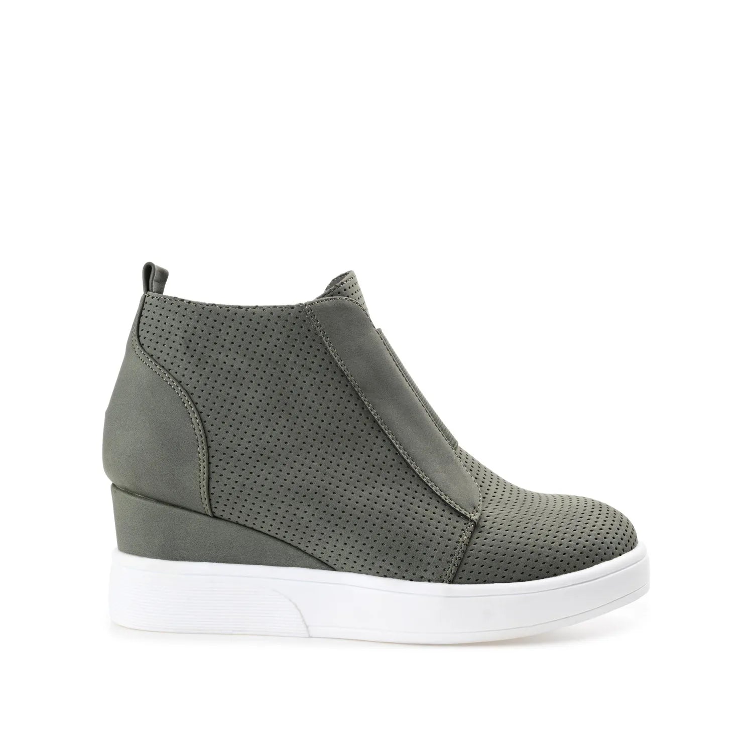CLARA WEDGE HEEL SNEAKERS IN WIDE - Olive PU