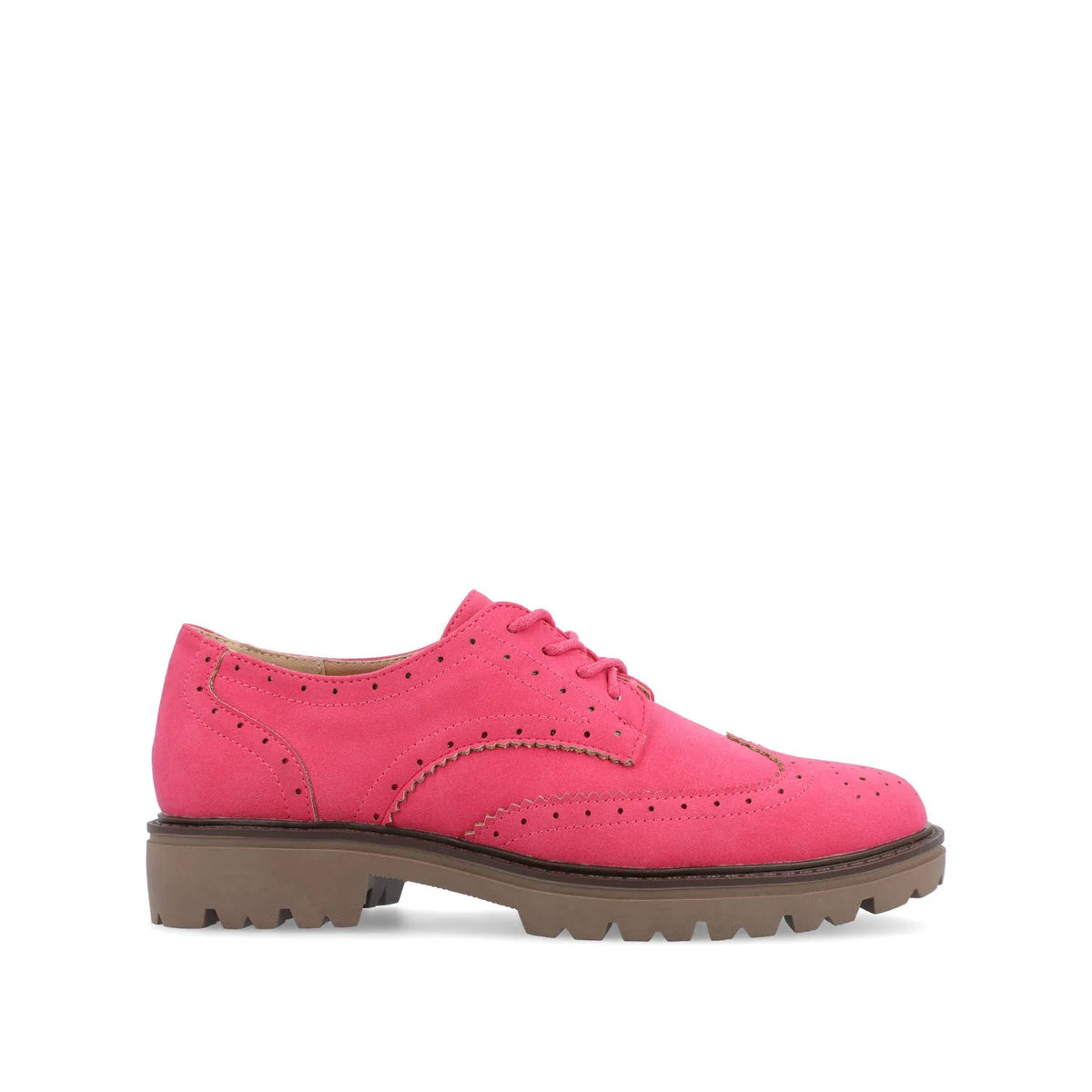 Claudiya Oxford Loafer Flat in Pink Faux Suede