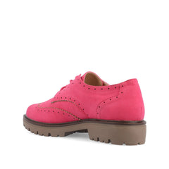 Claudiya Oxford Loafer Flat in Pink Faux Suede