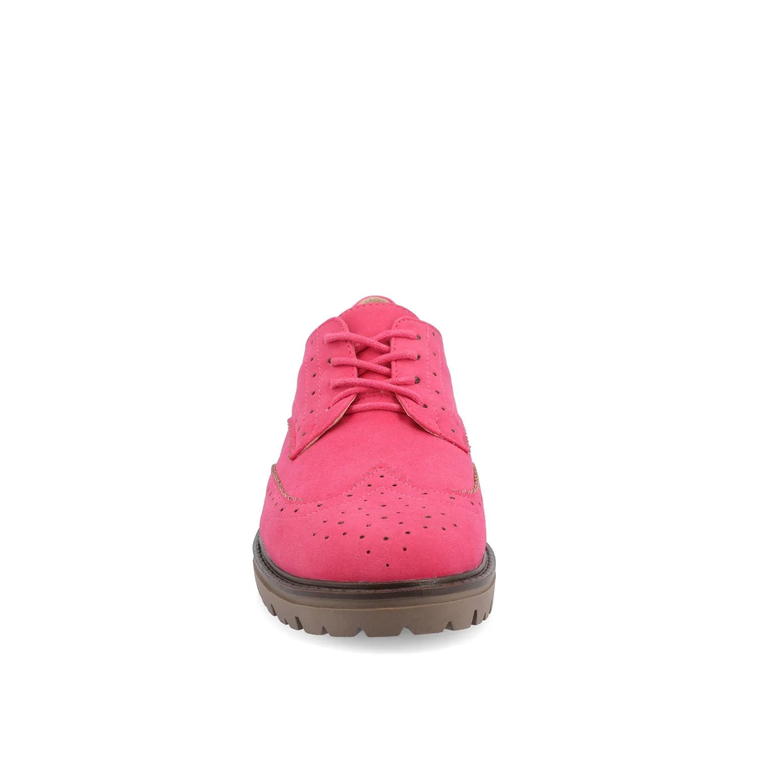 Claudiya Oxford Loafer Flat in Pink Faux Suede