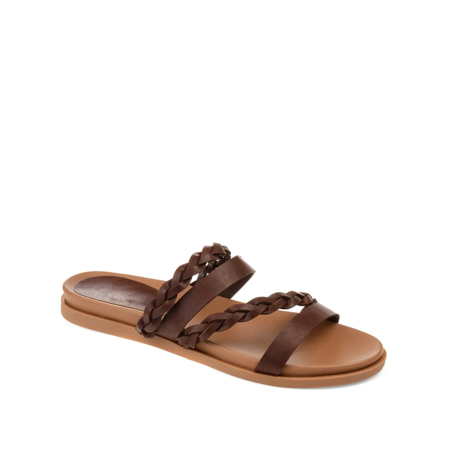 Colette Slide Sandals in Vegan Leather - Brown