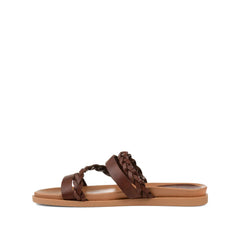 Colette Slide Sandals in Vegan Leather - Brown