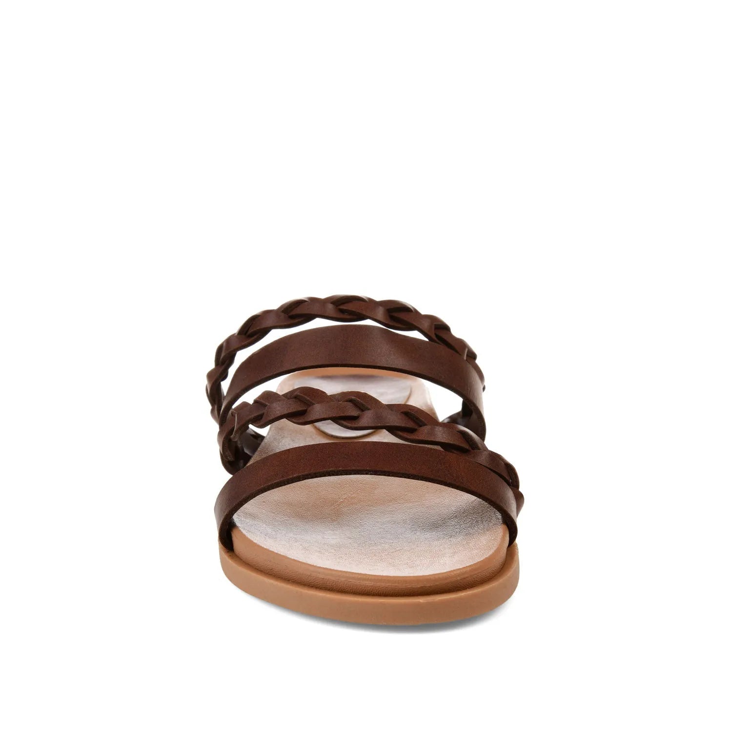 Colette Slide Sandals in Vegan Leather - Brown