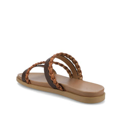 Colette Slide Sandals in Vegan Leather - Cognac