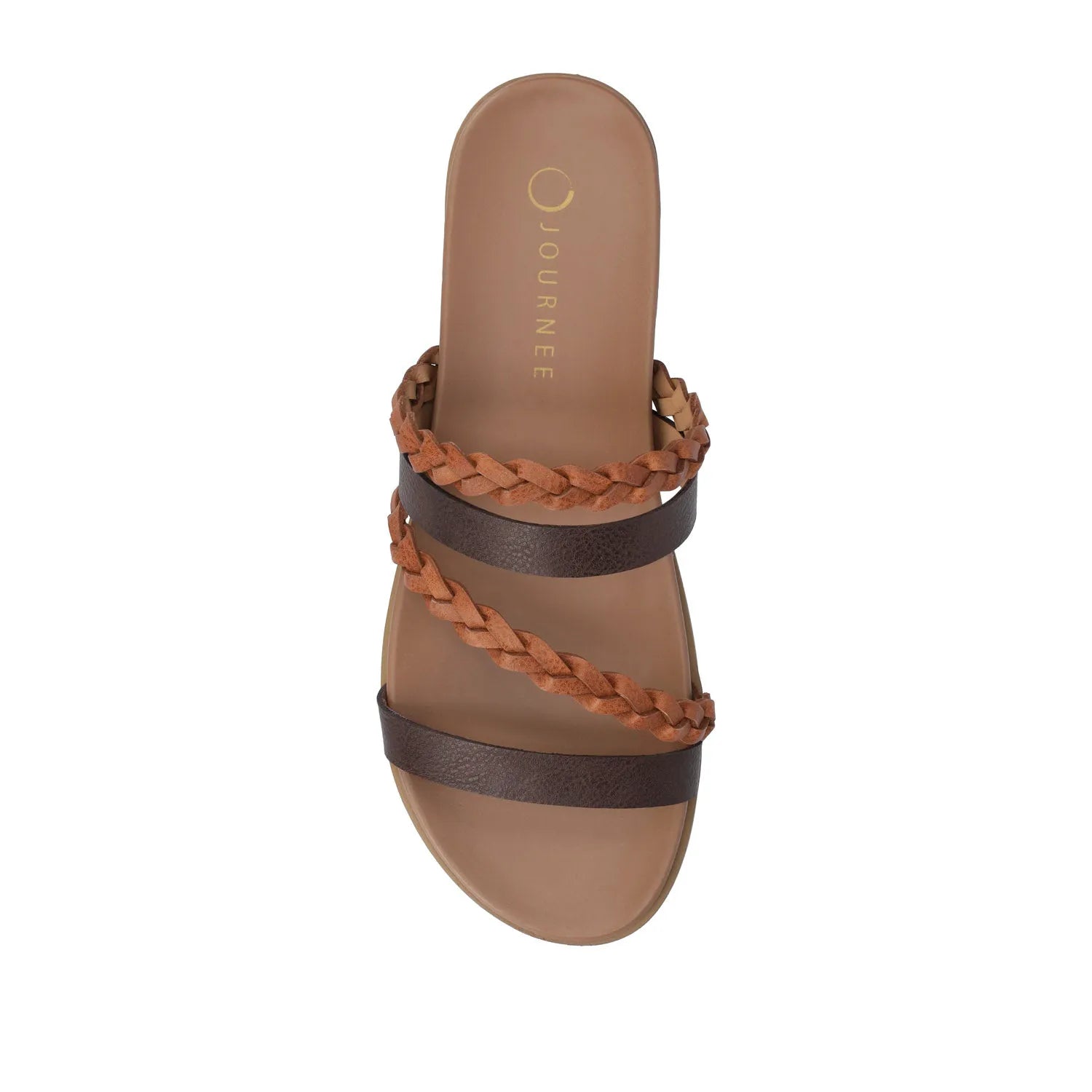 Colette Slide Sandals in Vegan Leather - Cognac