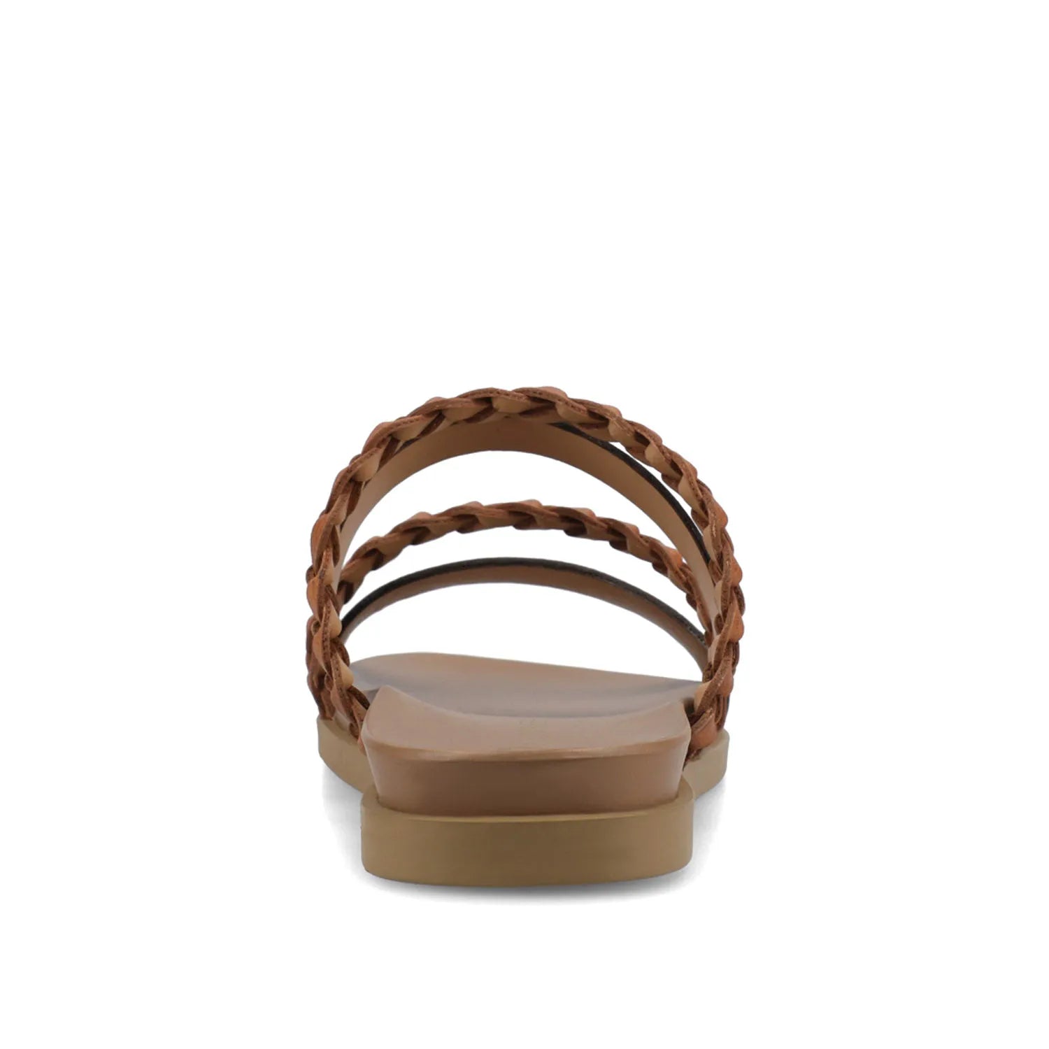 Colette Slide Sandals in Vegan Leather - Cognac