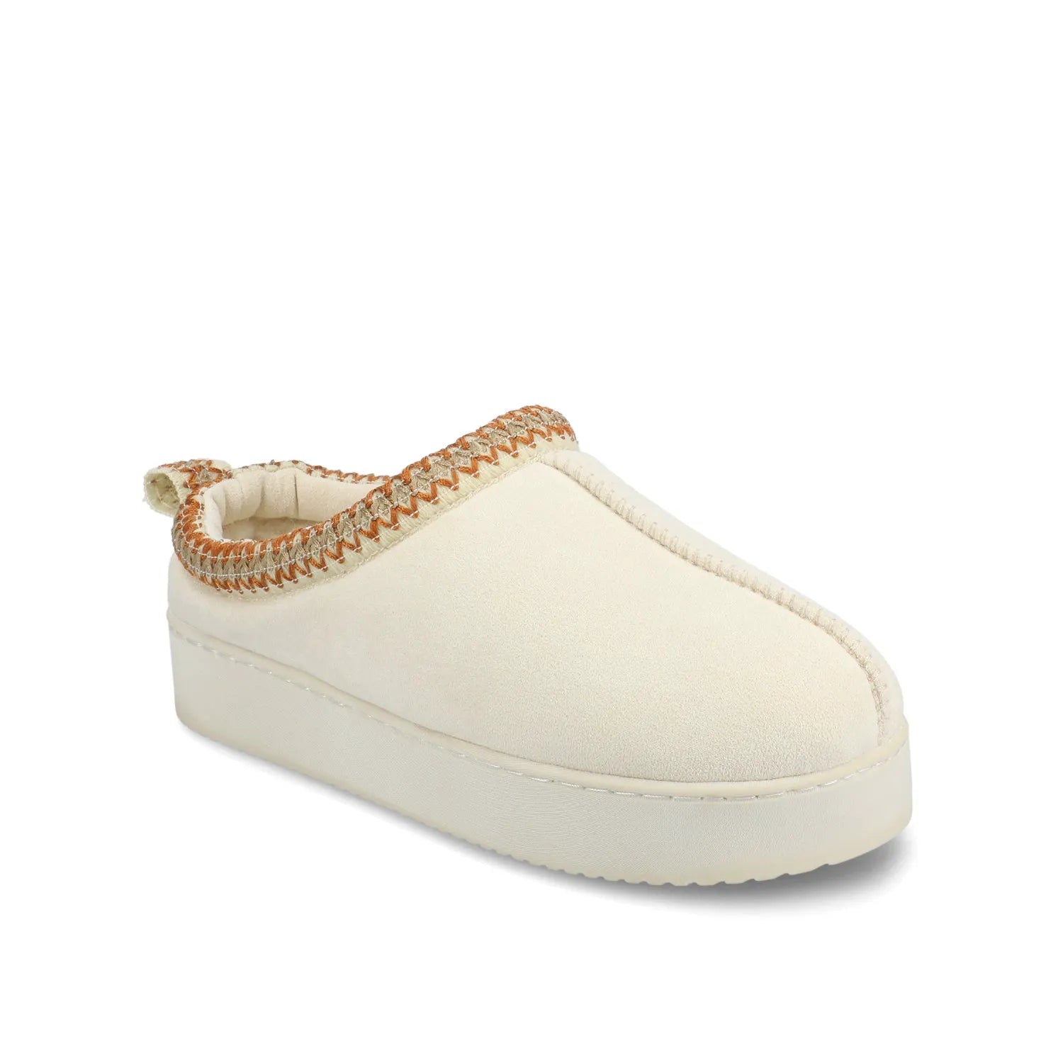 CONNWAY SLIPPERS IN FAUX SUEDE - Cream Faux Suede