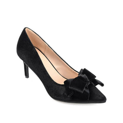 CRYSTOL Velvet Stiletto Pump Heels in Black