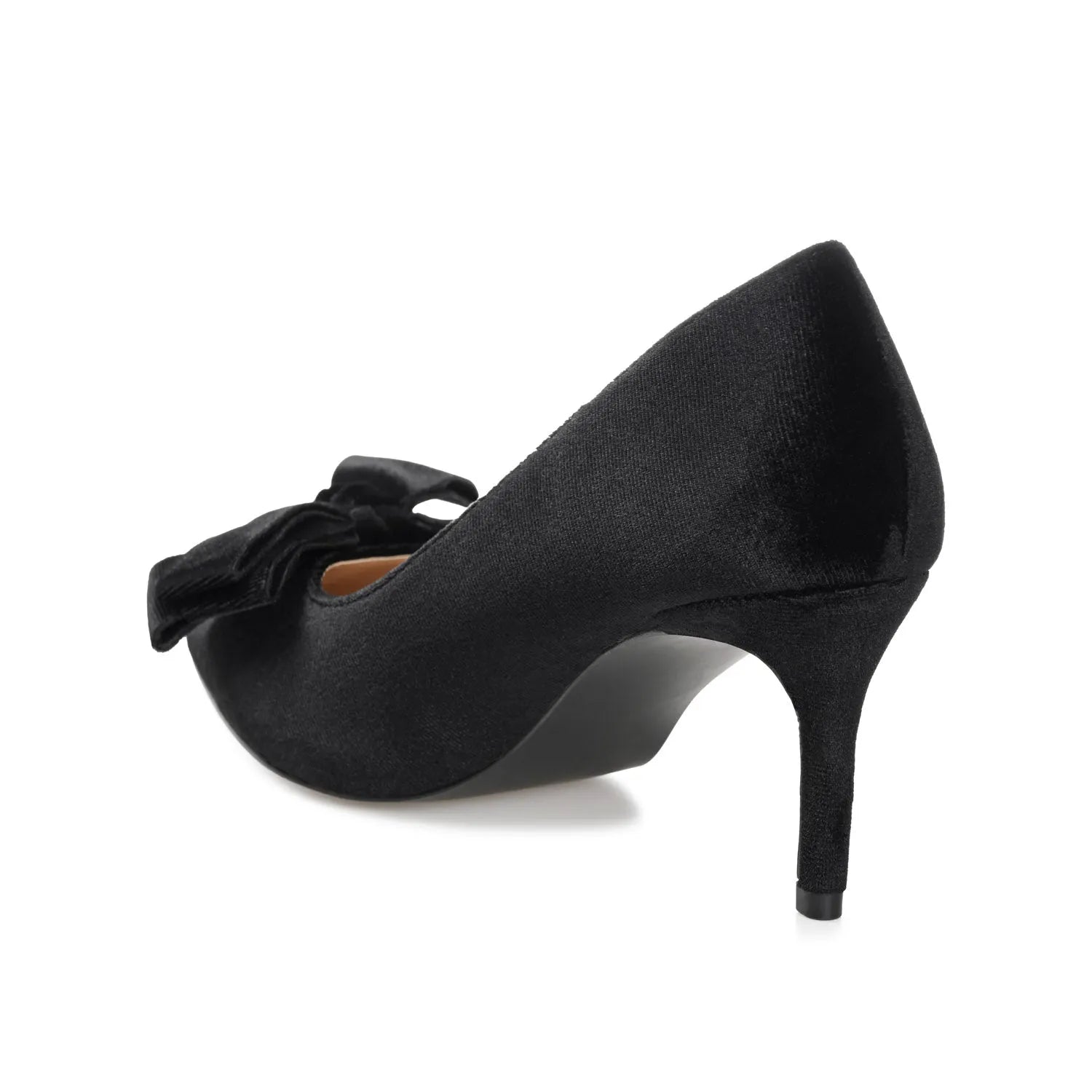 CRYSTOL Velvet Stiletto Pump Heels in Black