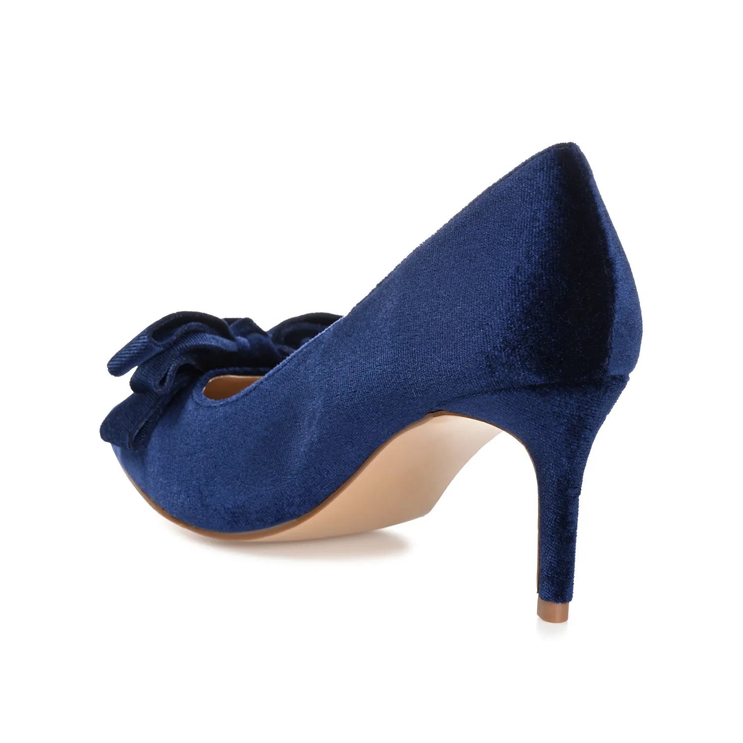 CRYSTOL Stiletto Pump Heels in Velvet - Navy Nubuck
