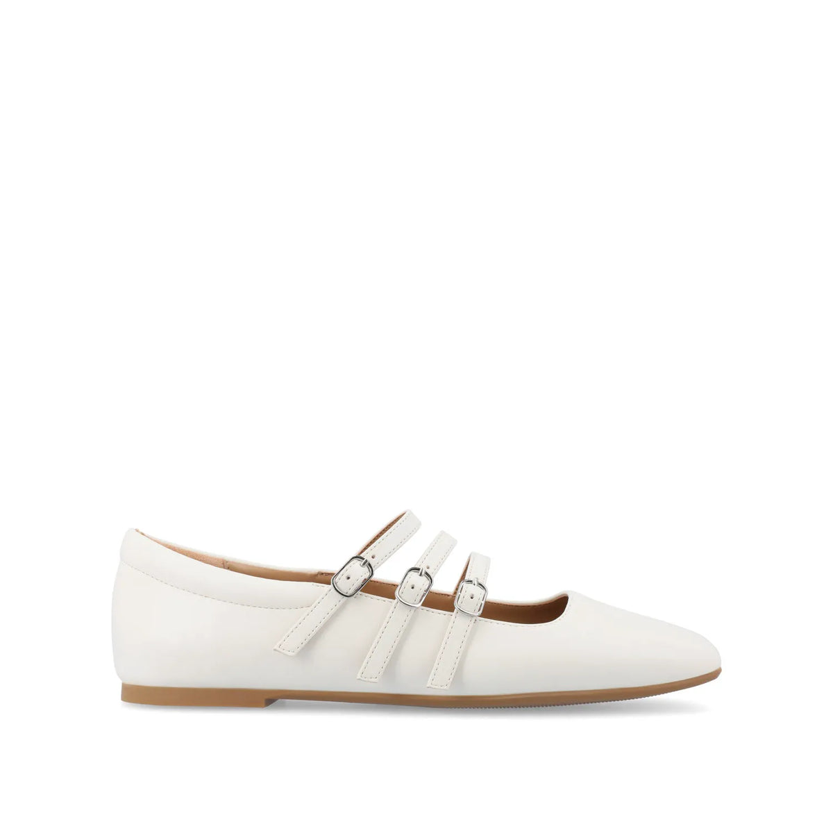DARLIN WIDE VEGAN LEATHER FLATS - White