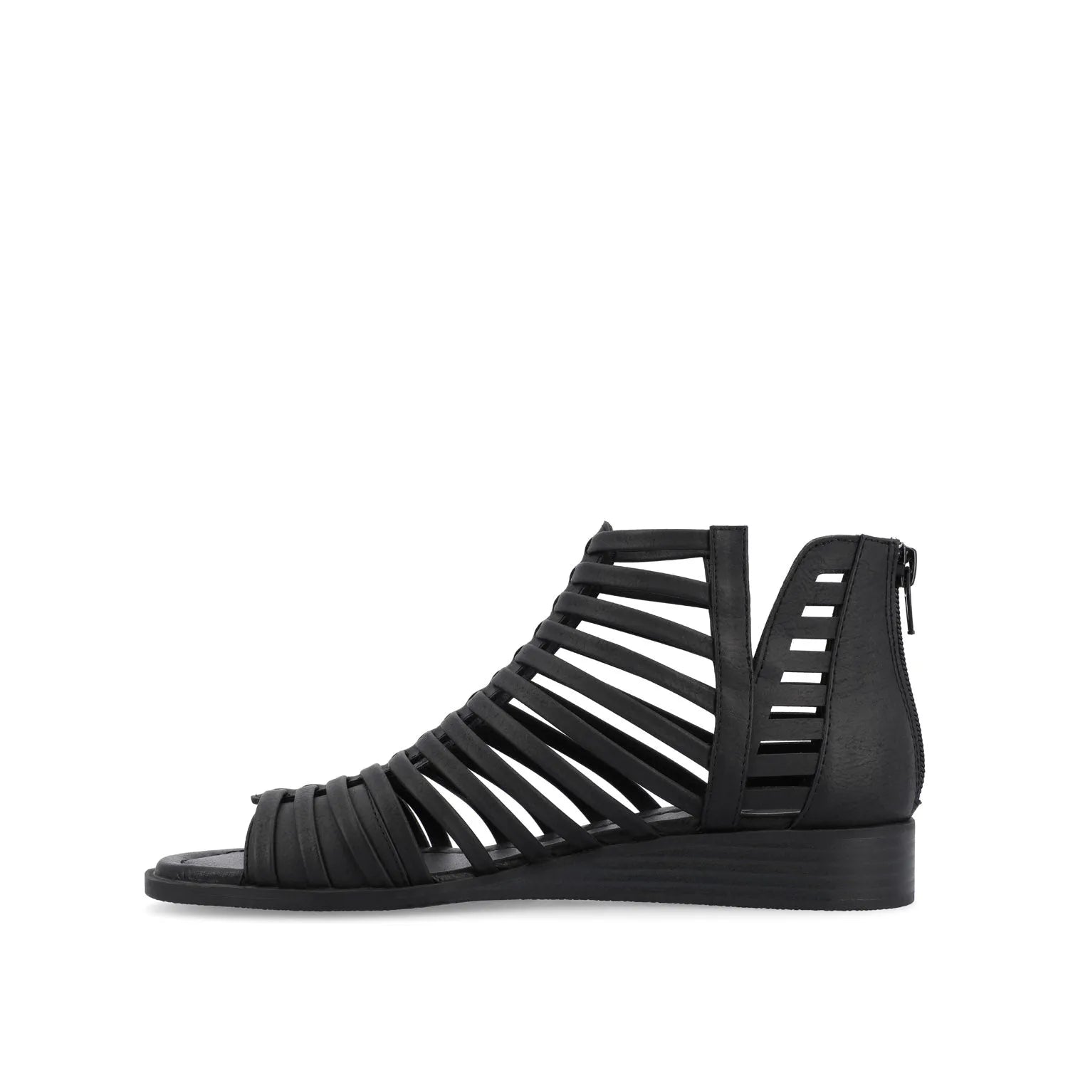 Delilah Vegan Leather Gladiator Sandals in Black