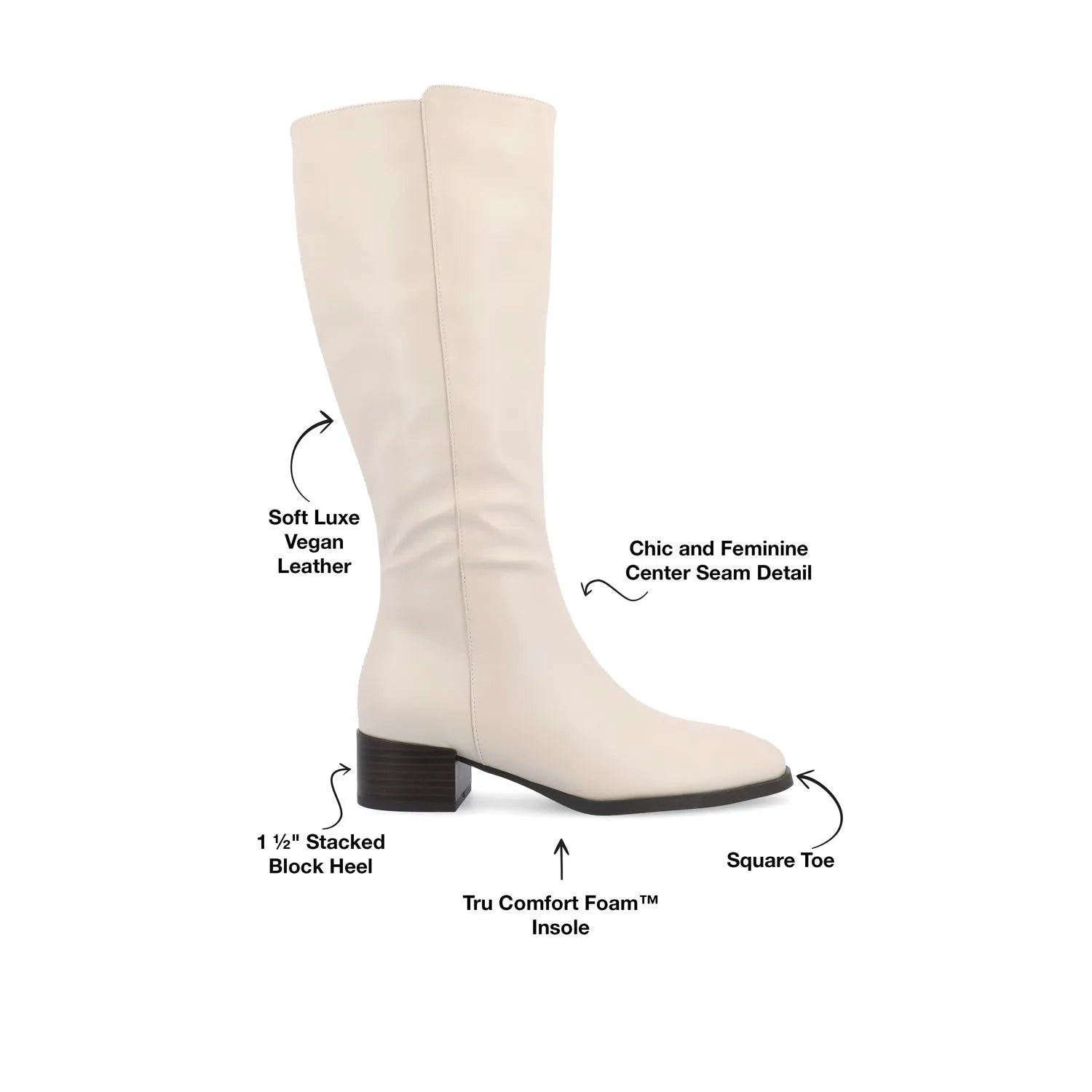 Devri Knee High Boots in Vegan Leather - Bone