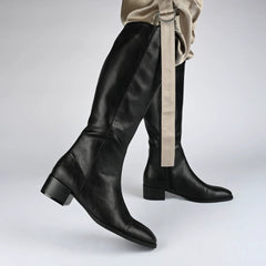 Devri Knee High Boots in Vegan Leather - Bone