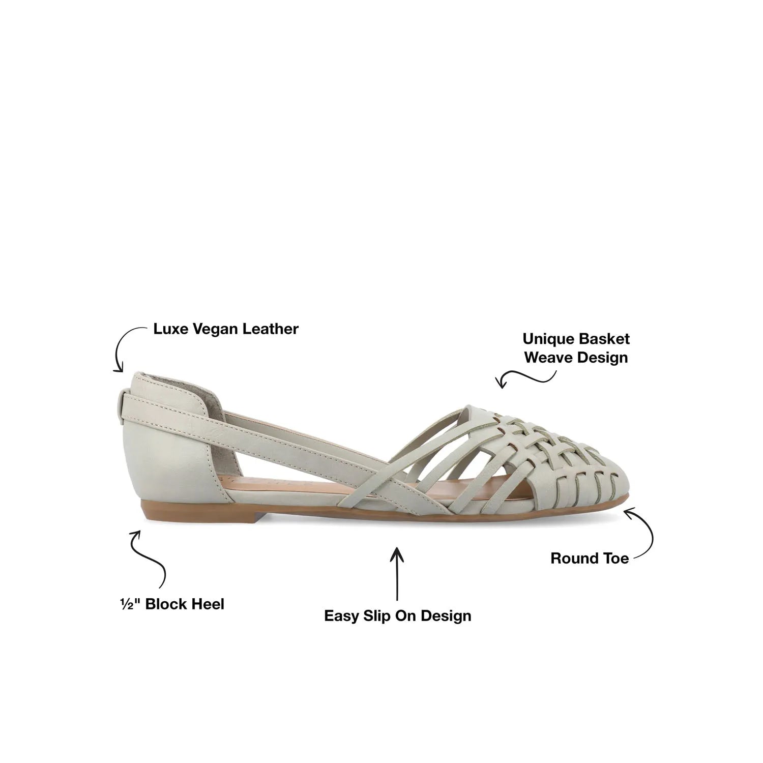 EKKO Woven Flats in Vegan Leather - Grey