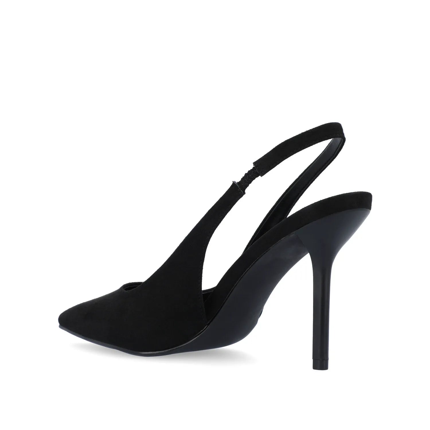 Elenney Slingback Stiletto Heels in Black Faux Suede