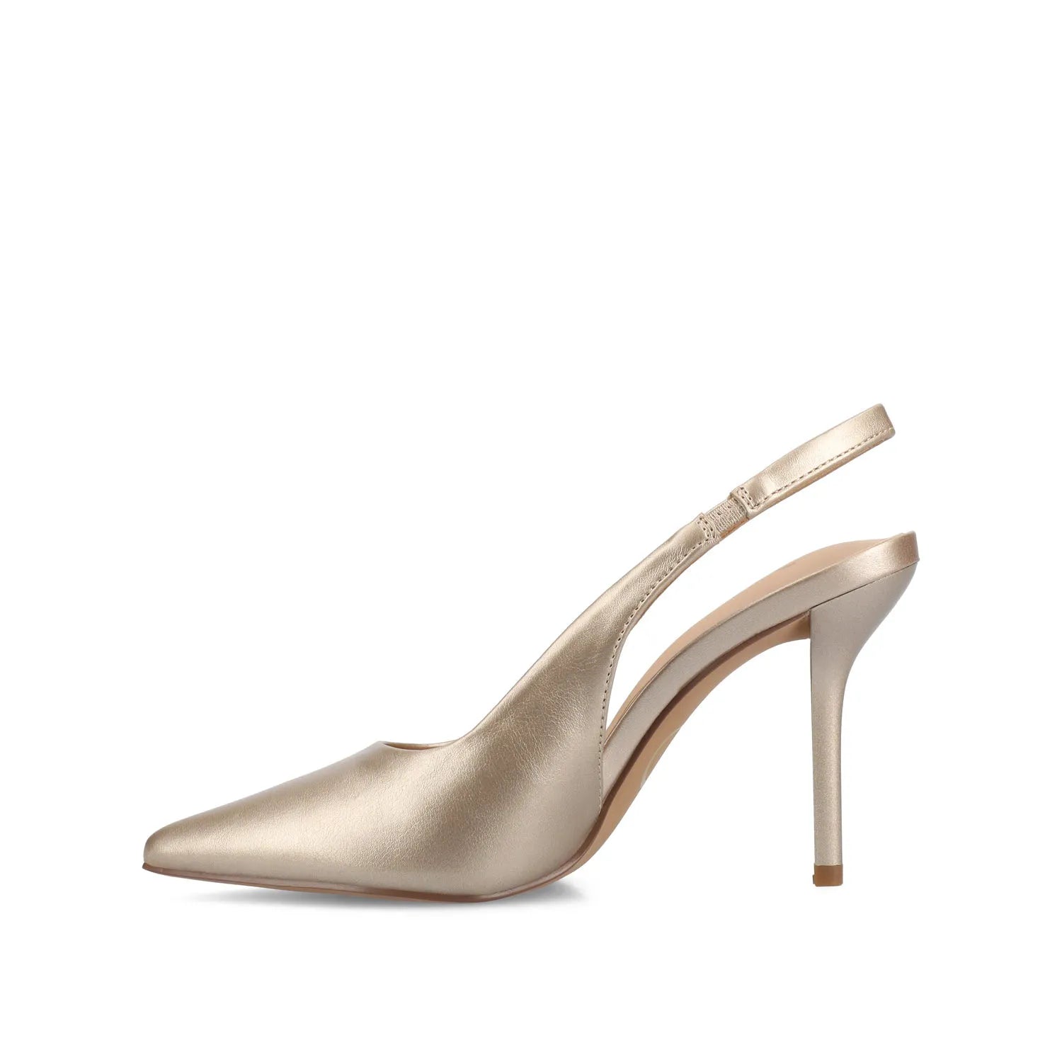 Elenney Gold PU Slingback Stiletto Heels