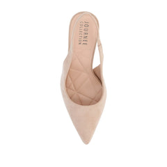 Elenney Wide Stiletto Heels in Nude Suede