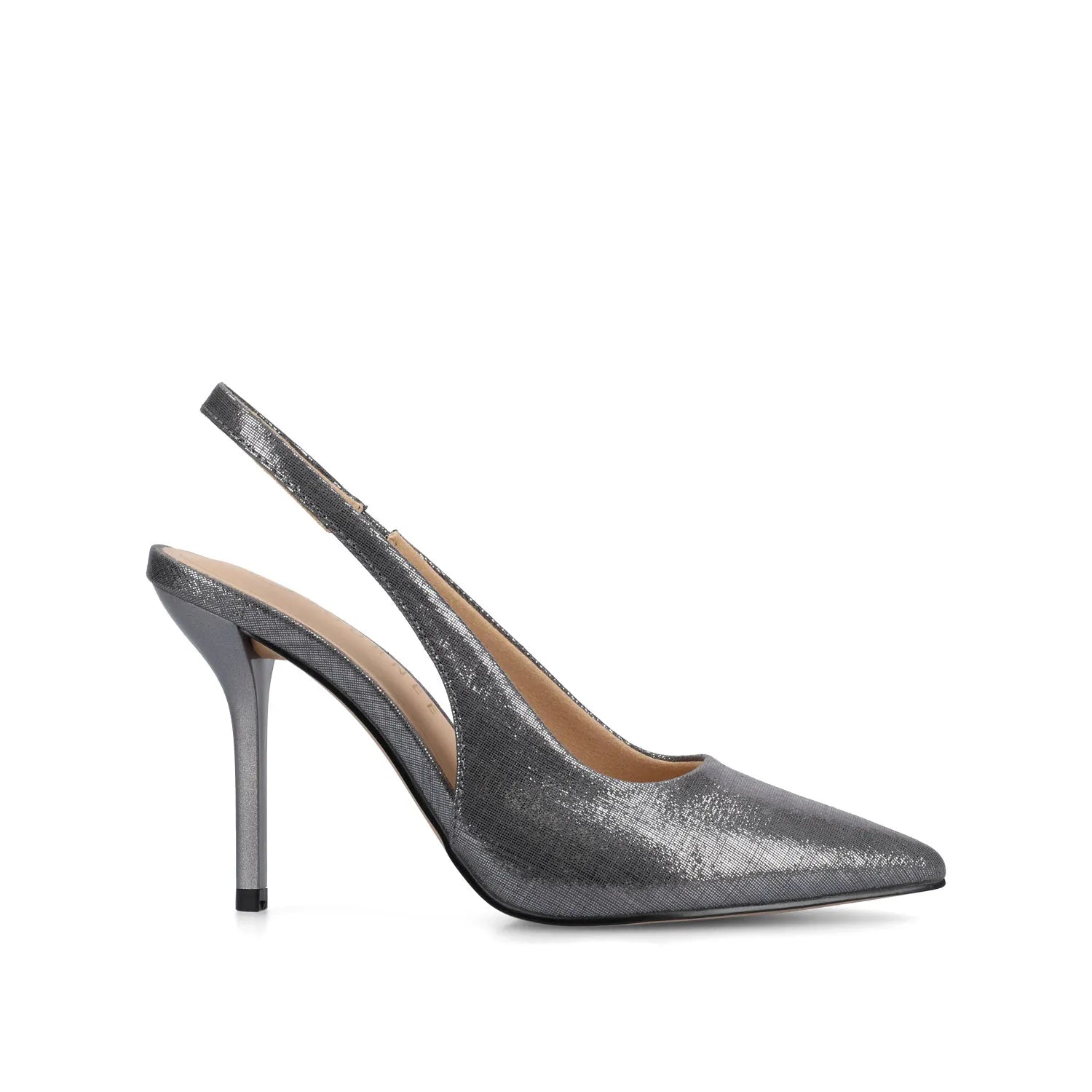 Elenney Slingback Stiletto Heels in Statement Pewter