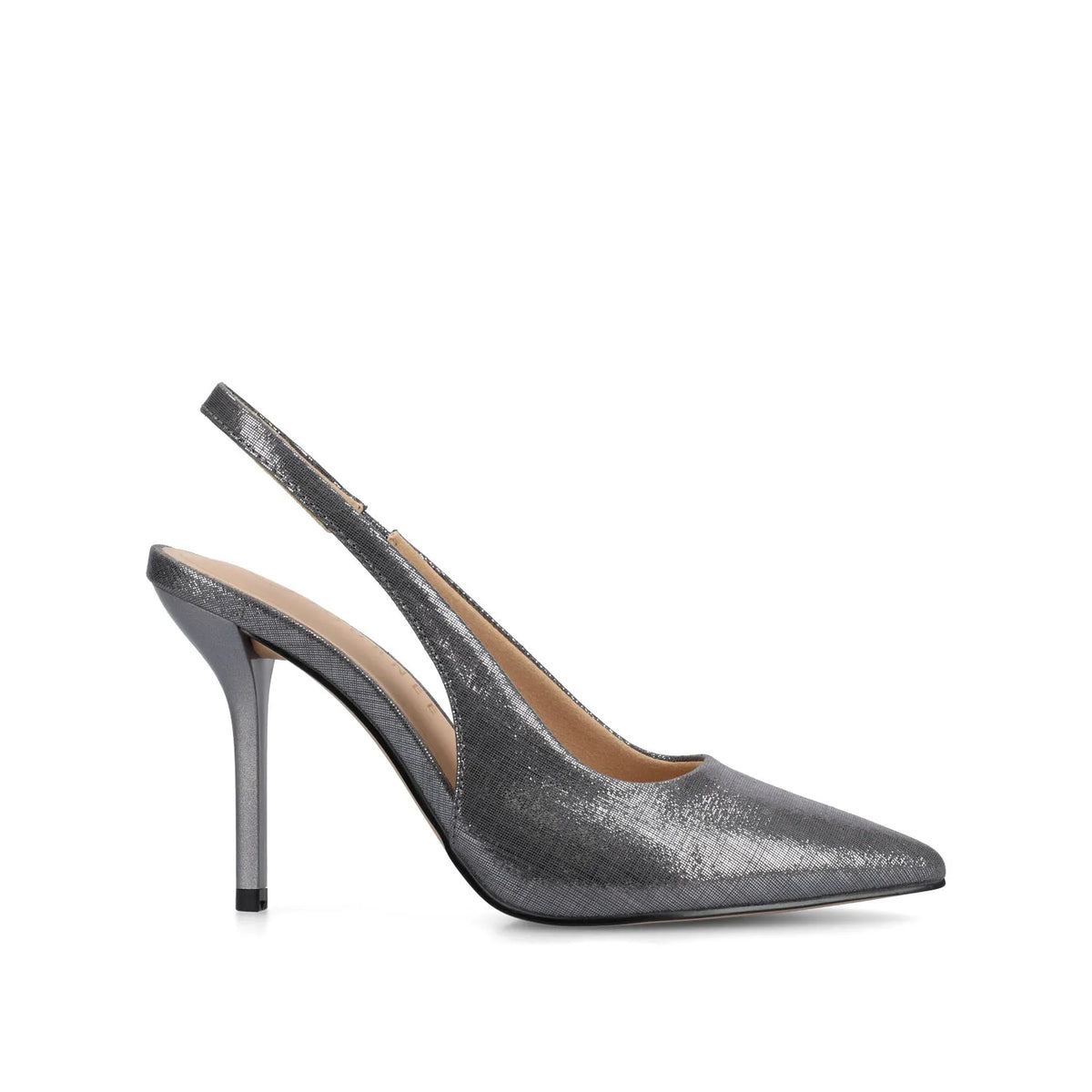 Elenney Slingback Stiletto Heels in Statement Pewter