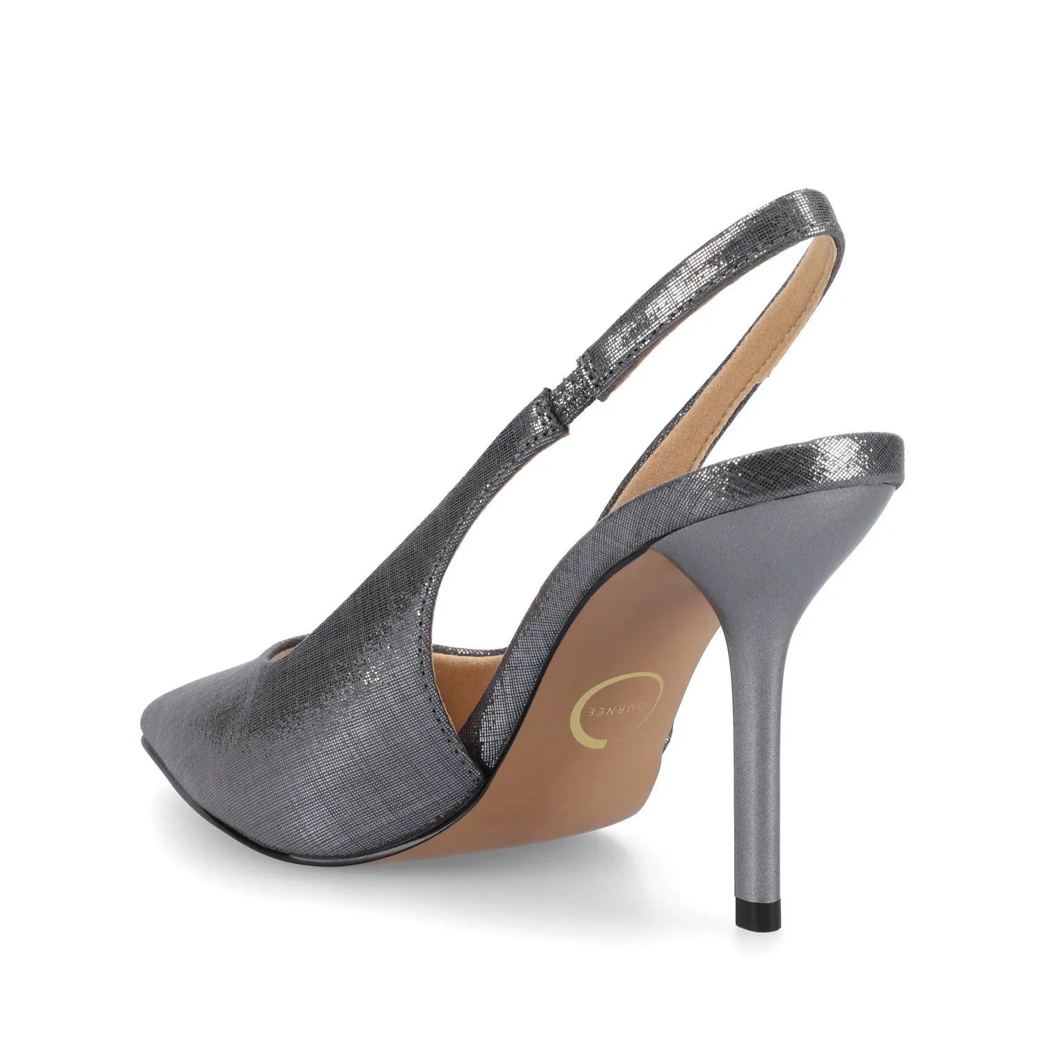 Elenney Slingback Stiletto Heels in Statement Pewter