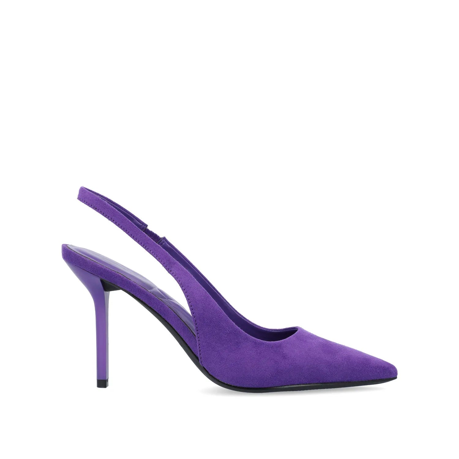 Elenney Wide Stiletto Heels in Purple Faux Suede
