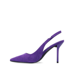 Elenney Slingback Stiletto Heels in Purple Faux Suede