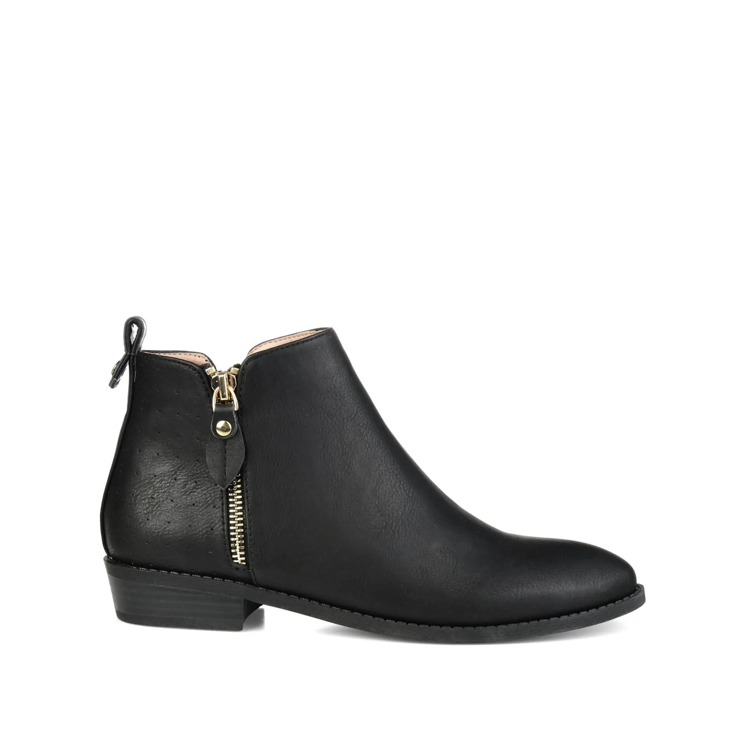 Ellis Zip-Up Wide-Calf Vegan Leather Booties in Black