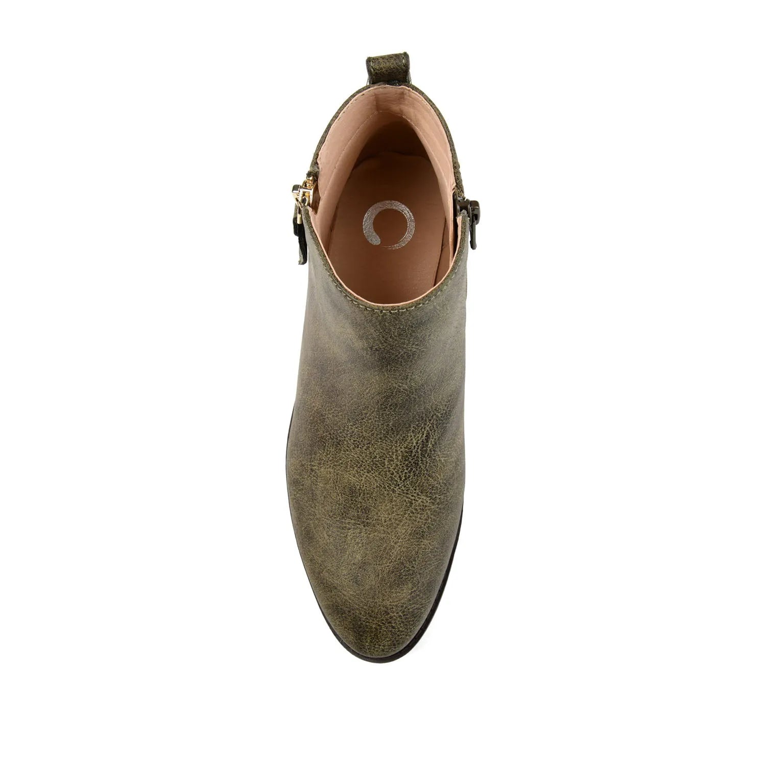 Ellis Zip-Up Bootie in Vegan Leather - Olive