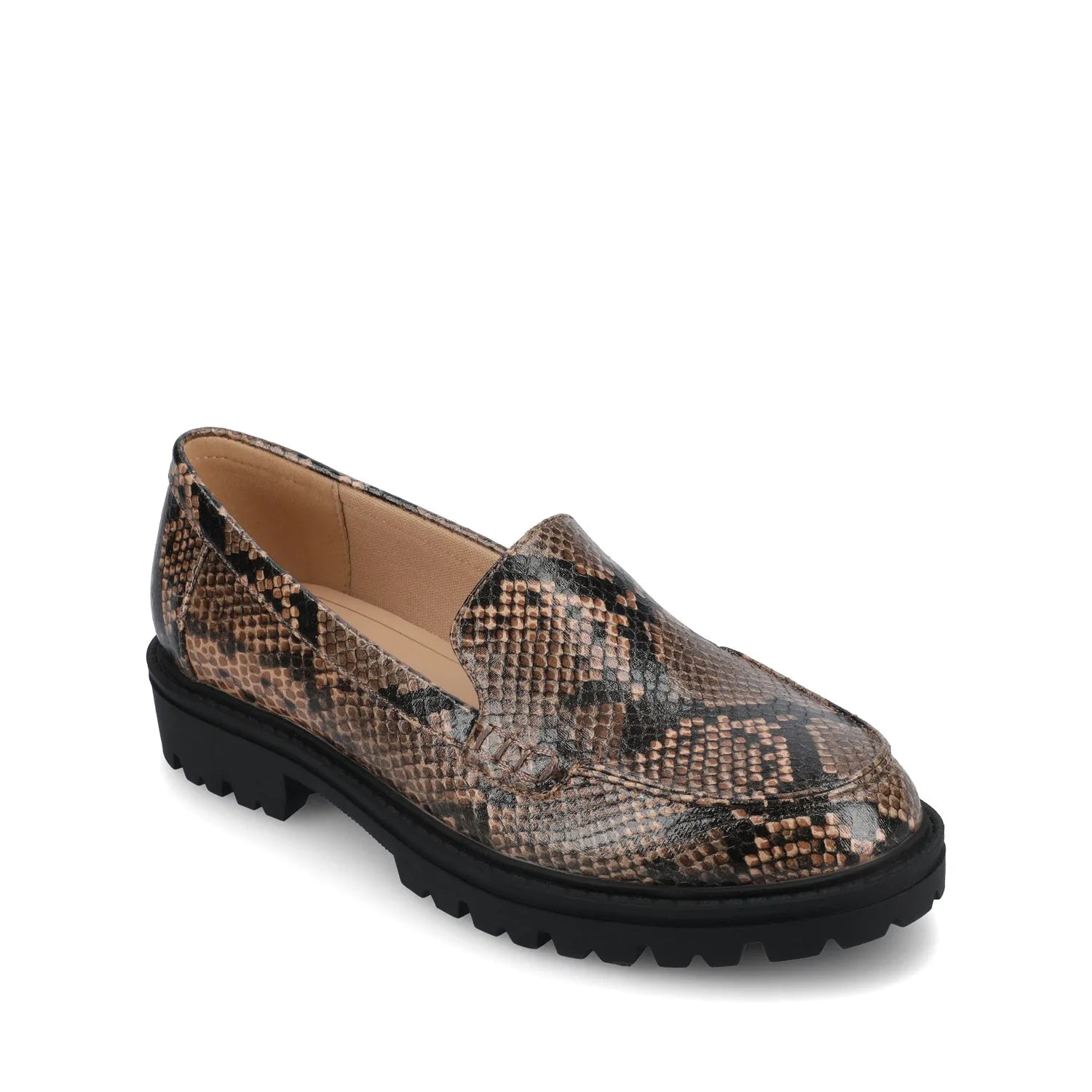 Erika Wide Slip-On Loafer in Brown Snake