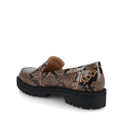 Erika Wide Slip-On Loafer in Brown Snake