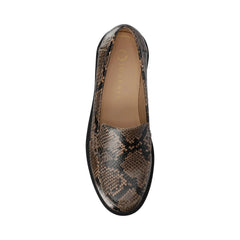 Erika Wide Slip-On Loafer in Brown Snake